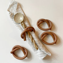  Brick Ceramic Knot Napkin Ring Set