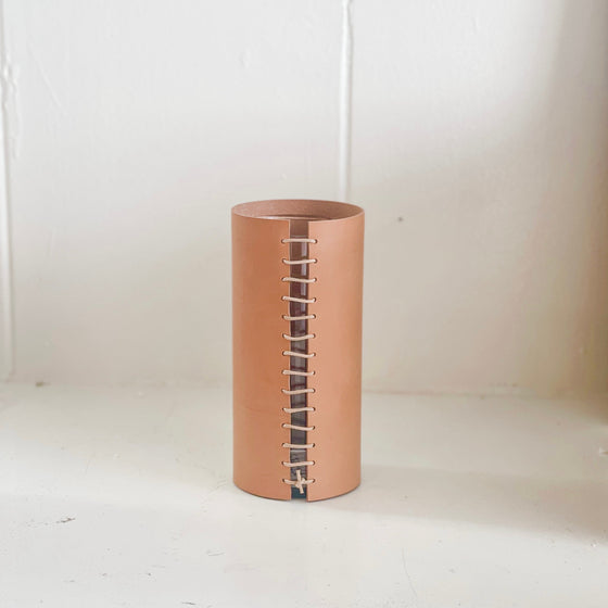 Brown Leather Wrapped Vase